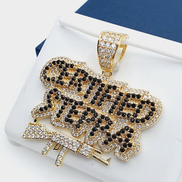 14K Gold Plated Cubic Zircon Pendant, EVBRS541 - Picture 2 of 11